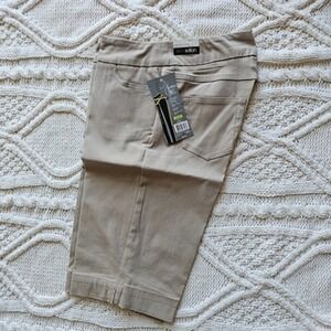 NWT Slim-Sation Multiples Women Pull On Tummy Control Walking Shorts 14" Khaki 4